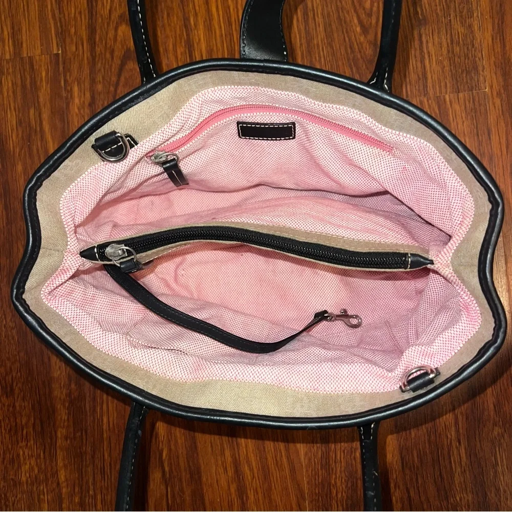 Dooney & Bourke Beige Canvas Shoulder Bag with Black Trim - Picture 11 of 12